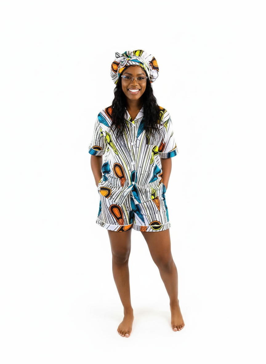 Colorful white Print Shorts Pajama