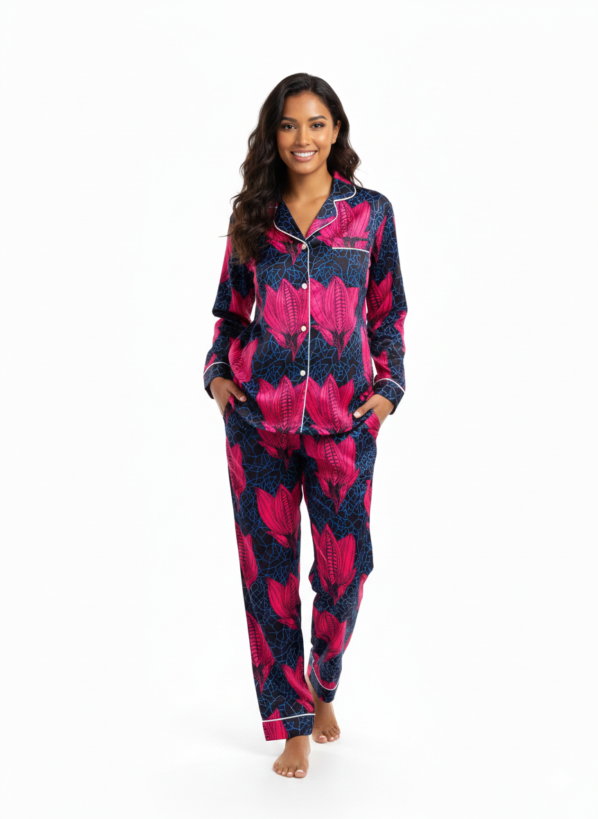 Midnight Bloom Long Pajama Set