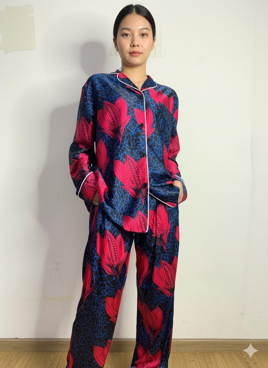 Midnight Bloom Long Pajama Set - Image 2