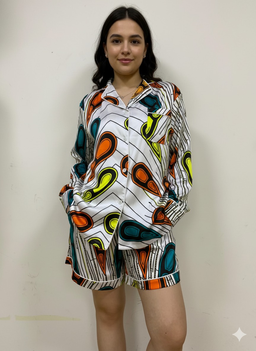 Colorful white Print Shorts Pajama - Image 2