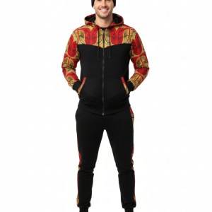 The Red African Print- Black Tracksuit